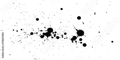 Abstract black shapes scattered on a white background creating a modern design