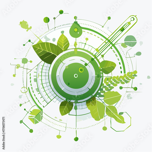 Green Technology and Biotechnology Concept Illustration