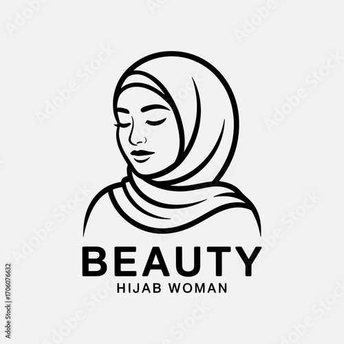 Muslimah Hijab Logo Template Vector Illustration