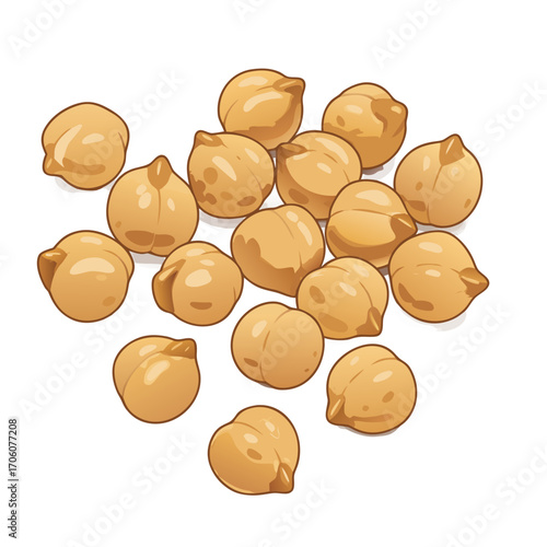 Chickpeas scattered, transparent background, isolated, vector