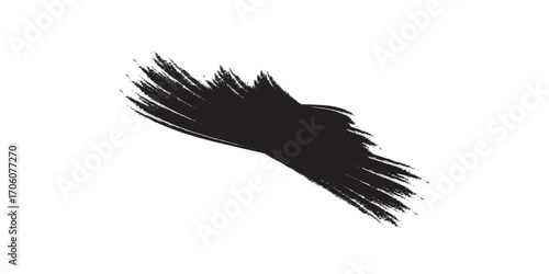 Dynamic Black Ink Brush Stroke with Textured Bristles.