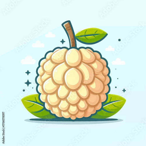 Cute Custard Apple Cartoon Illustration Vector Graphic