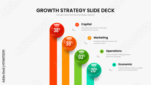 Elegant Introduction 4 Step Diagram Slide Template. Educational Analysis Four Element Graph Slideshow Layout. Investor Solution Frame Design Vector Illustration.