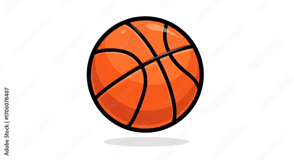 Fototapeta premium Orange Basketball Image, Cartoon Style, Sports Equipment.