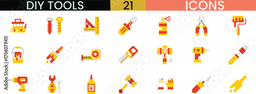Collection of diy and craft tools icons for home improvement projects and hobbies vector