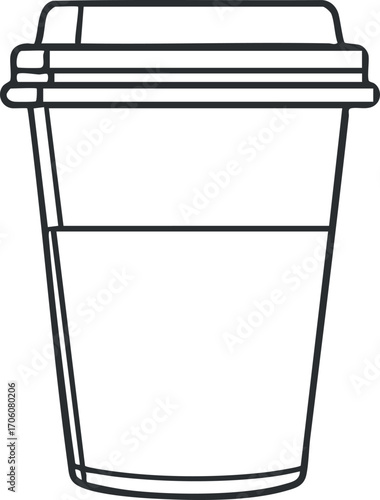 An outline illustration of a disposable drink cup for beverages like coffee or tea.