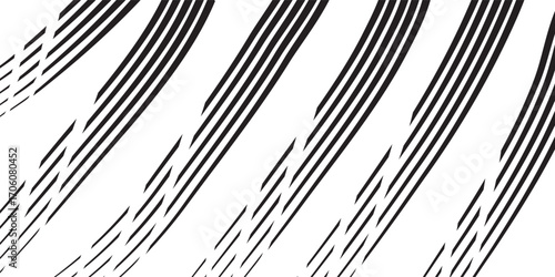 Abstract Black and White Curved Lines Pattern with Varying Thickness.