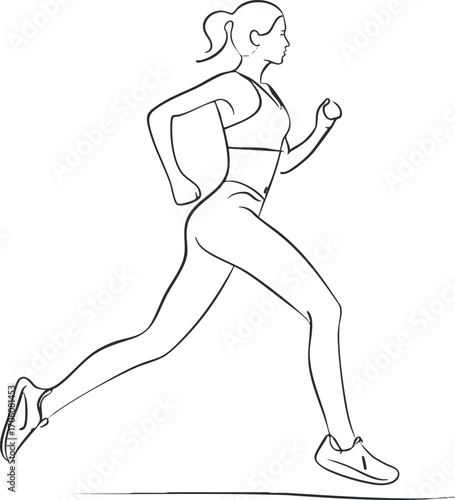 A minimalist silhouette of a woman running showcasing fitness and active lifestyle.