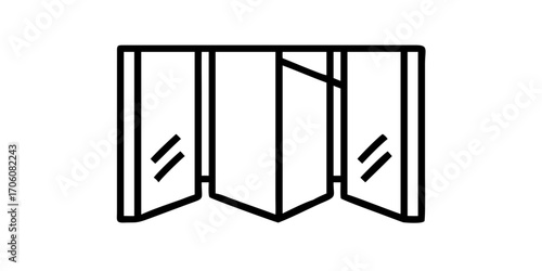 Accordion glass wall folding panels outline icon
