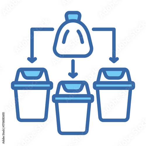 Waste Sorting Blue Vector Icon