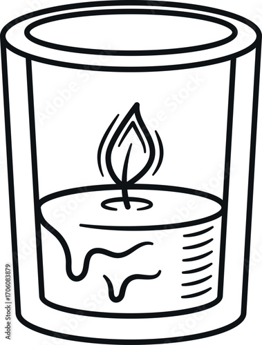 Doodle burning candle in glass