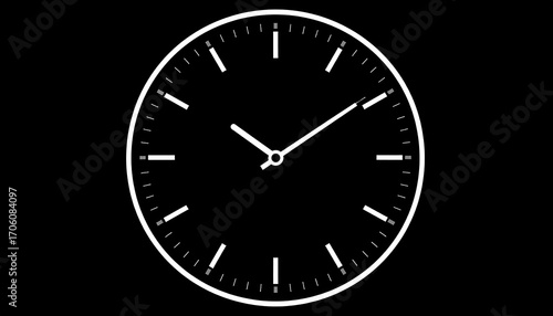 Wallpaper Mural A simple, round clock face, white on black, displays the passing of time. Torontodigital.ca