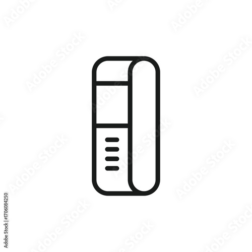 A black outline depicts a vertical document with visible text lines and a rolled edge on its right side