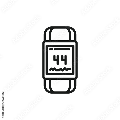 A black outline illustration of a smartwatch showing 44