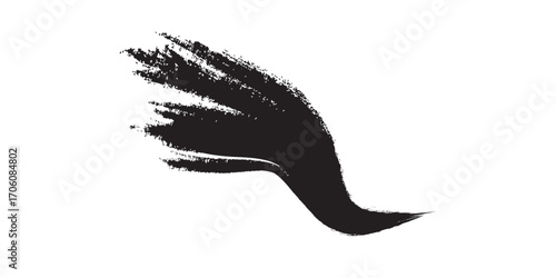 Black Brushstroke with Textured Edges Dynamic Shape and Artistic Flair.