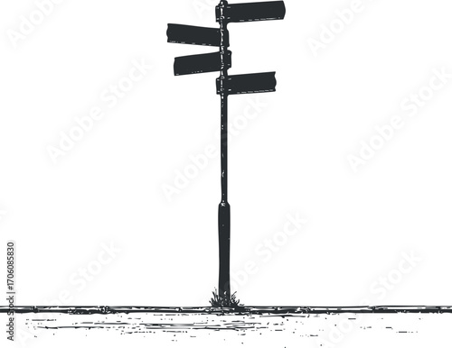 An illustration of a signpost with multiple directional signs against a plain background.