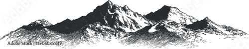 Illustration of a mountain range depicting a scenic and rugged landscape.