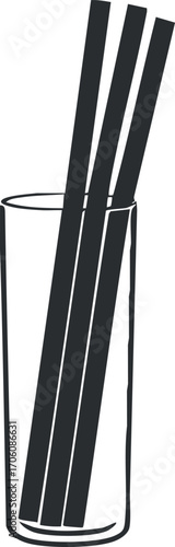 Illustration of a tall glass with multiple straws inside, perfect for drinks and refreshments.