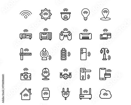 Smart home technology icons connect devices for modern living convenience and control