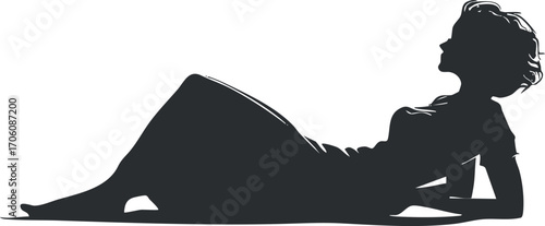 A graceful silhouette of a woman in a relaxed pose, perfect for art and design themes.