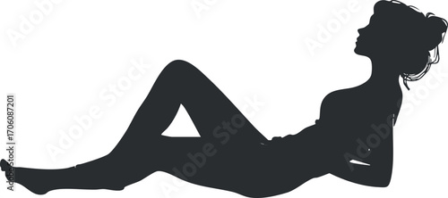 Silhouette of a relaxed woman in a graceful pose, symbolizing beauty and tranquility.