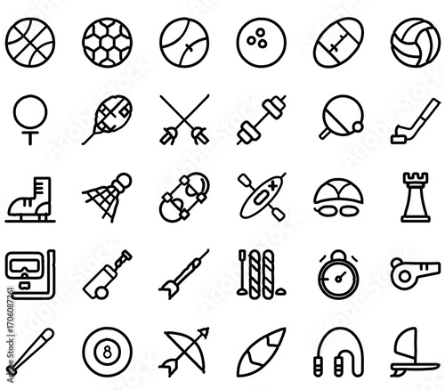 Dynamic collection of diverse sport icons for active lifestyle and athletic pursuits