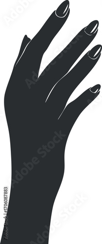 Stylized illustration of a graceful hand with manicured nails in a minimalist design.