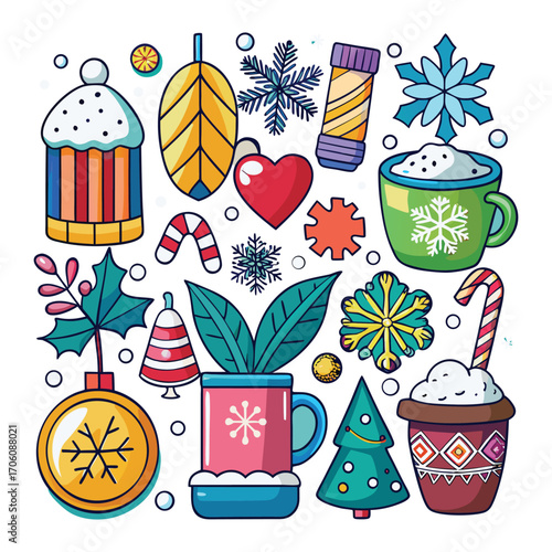 Cute christmas and winter holiday elements collection