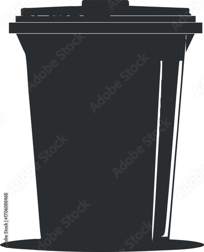 A silhouette of a trash bin suitable for waste management and recycling concepts.