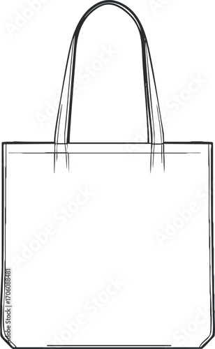 A simple outline illustration of a tote bag ideal for customization and design projects.