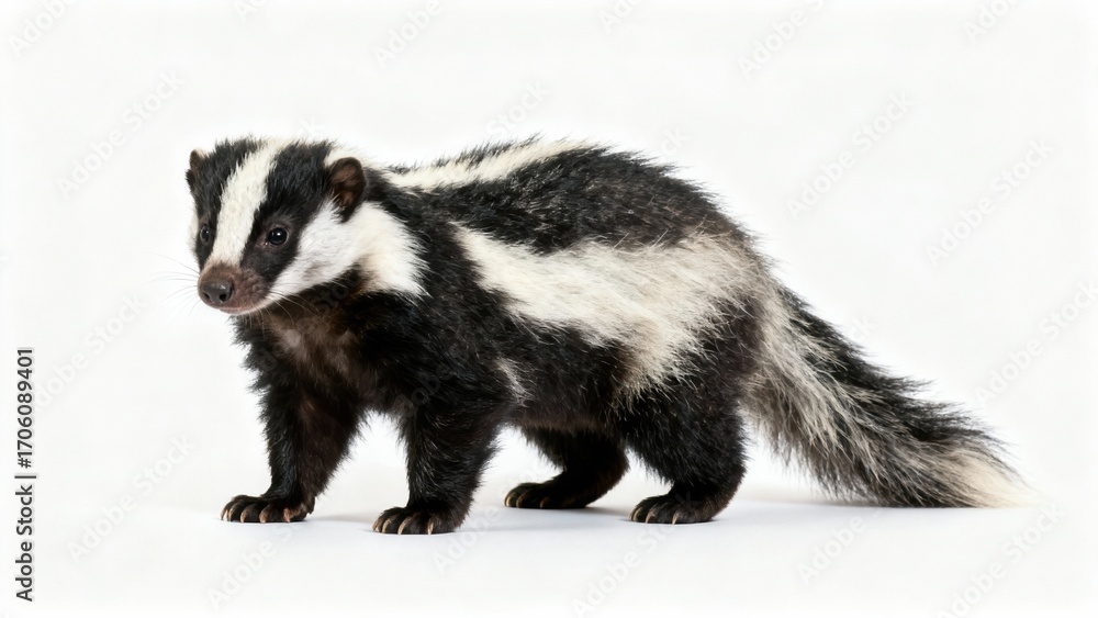 Fototapeta premium High Resolution Full Body Skunk With Shadow Isolated on white Background