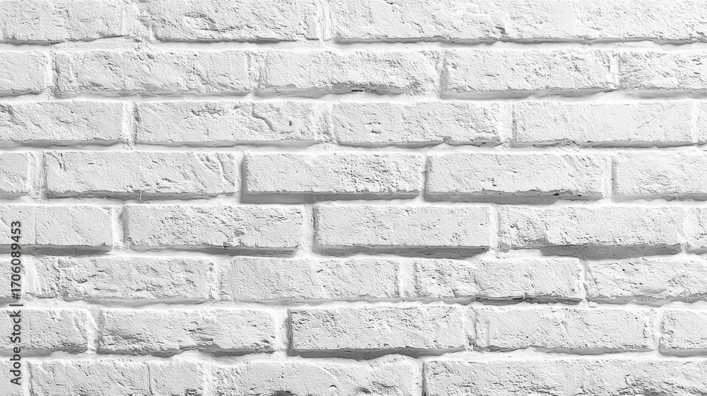 Fototapeta premium A white brick wall showcases a smooth texture and clean lines, enhancing the brightness of the room. This surface adds a contemporary feel to the interior, perfect for home or office decor.
