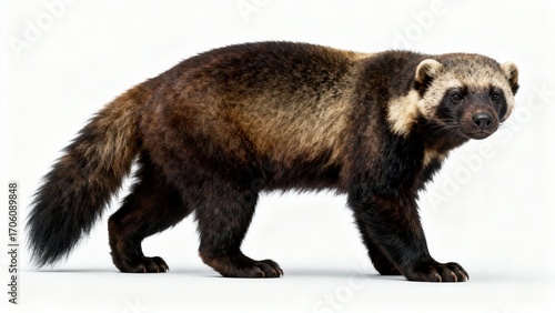 High Resolution Full Body Wolverine With Shadow Isolated on white Background