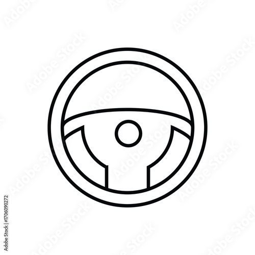 A steering wheel is drawn with thick black lines