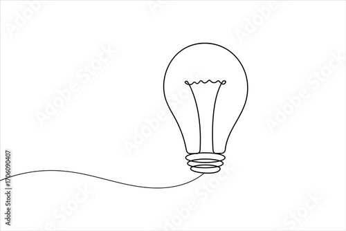 Abstract light bulb illustration in continuous line art style, perfect for modern and creative projects