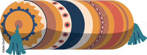 Bolster pillow eastern print vector illustration