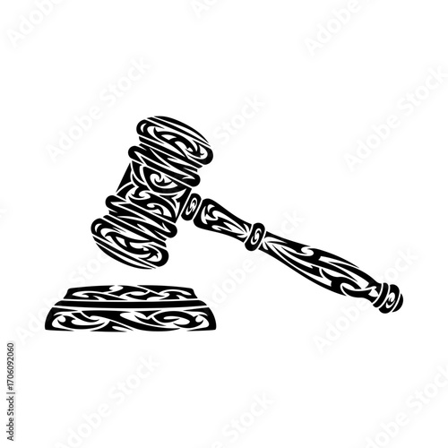 Gavel justice law court legal auction hammer silhouette vector illustration