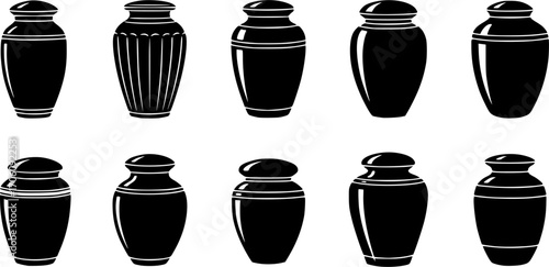  Funeral cremation urns silhouette, Urns silhouette, Funeral cremation urns svg, Urns svg, Funeral cremation urns vector set.