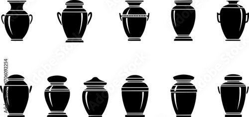  Funeral cremation urns silhouette, Urns silhouette, Funeral cremation urns svg, Urns svg, Funeral cremation urns vector set.