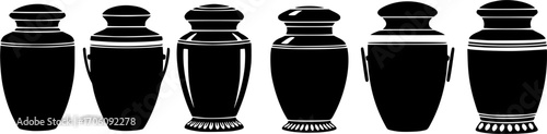 Funeral cremation urns silhouette, Urns silhouette, Funeral cremation urns svg, Urns svg, Funeral cremation urns vector set.