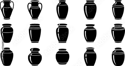  Funeral cremation urns silhouette, Urns silhouette, Funeral cremation urns svg, Urns svg, Funeral cremation urns vector set.