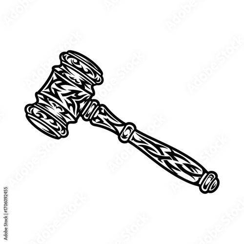 Gavel court justice law legal auction judge silhouette vector illustration