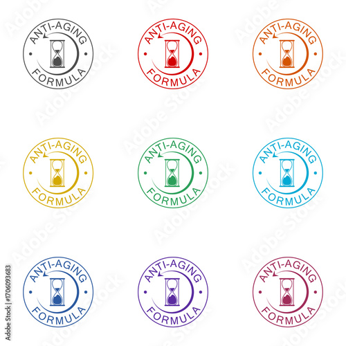 Anti aging formula cosmetics icon isolated on white background. Set icons colorful