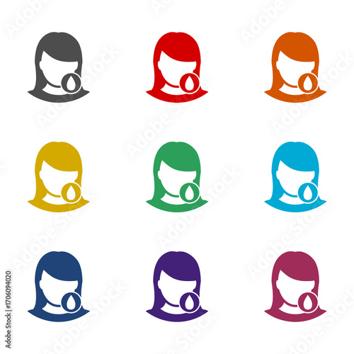 Oily Skin, skin care icon isolated on white background. Set icons colorful