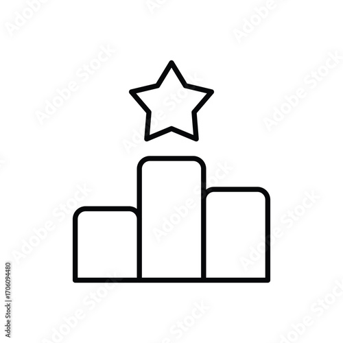 Black line drawing of a threetier podium with a star above the tallest platform