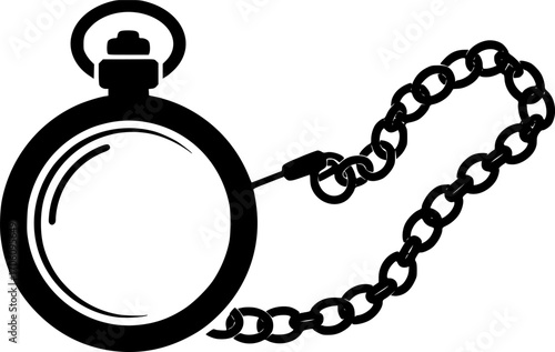 Pocket watch with chain outline icon vector
