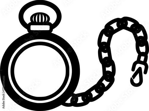 Pocket watch with chain outline icon vector
