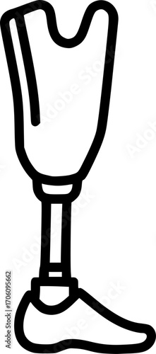 Prosthetic leg outline icon vector
