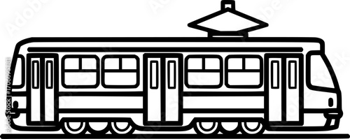 Minimalist tram icon with bold black lines
