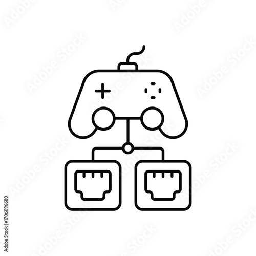 Game controller connected to RJ45 ports likely for networking gaming setups